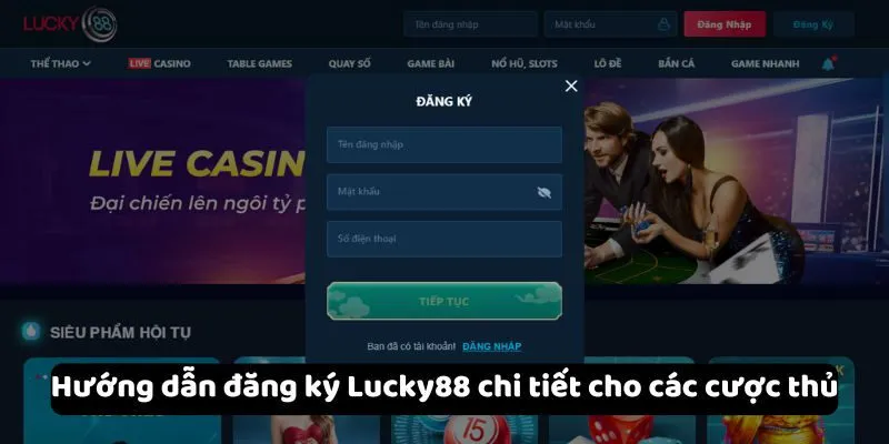 Đăng ký Lucky88 - Giao diện web