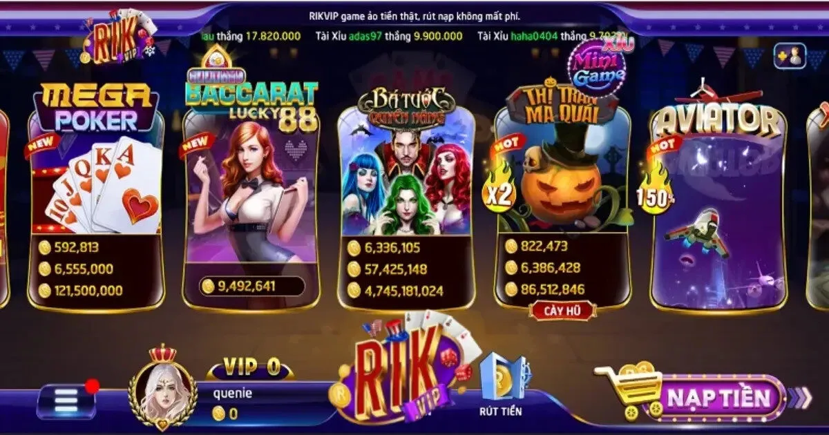 Giao diện cổng game Rikvip