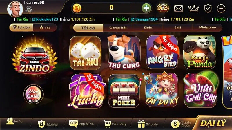 Kho game chất lượng của cổng game Zindo Club