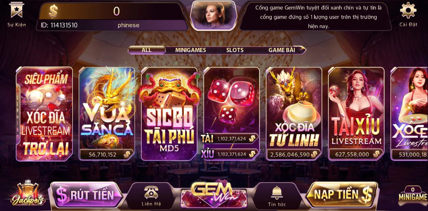 Kho game đa dạng tại Gemwin