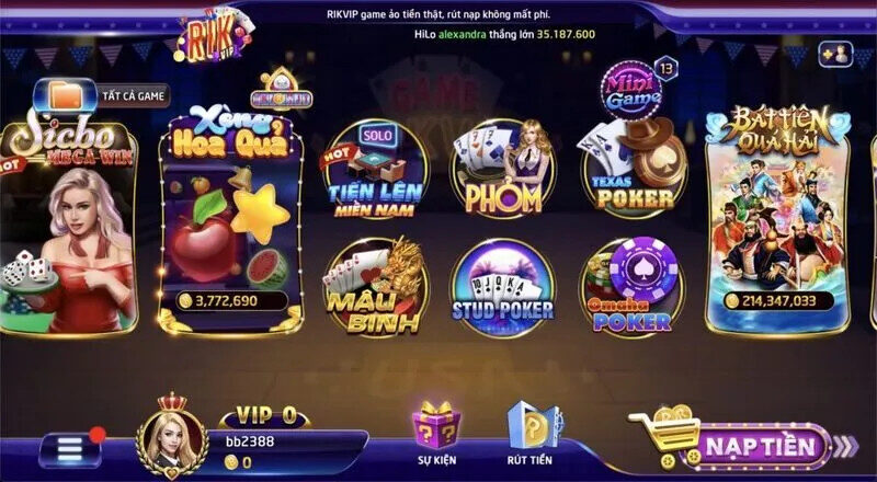 Kho game đa dạng tại Rikvip