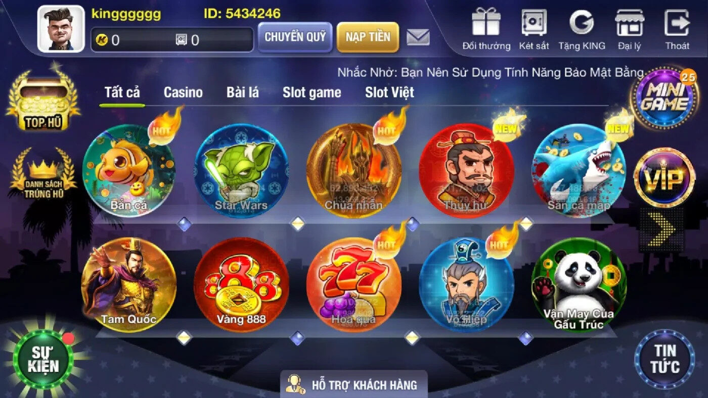 King Fun: Giao diện cổng game